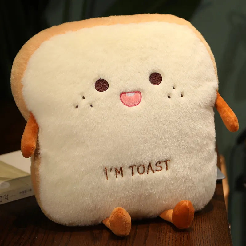 Lisslune | New 1pc 35cm Plush Bread Cushion Sweet Simulation Food Toast Soft Doll Warm Hand Cushion Home Decoration Kids Toy Birthday Gift