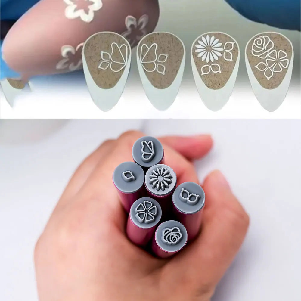 Rynx | 4/6/10Pcs Pink Nail Art Stamper Pen Nail Art Stamper Pen Craft Nail Art Flower Stamper Nail DIY Graffiti Stamper Pen Dotting Tools