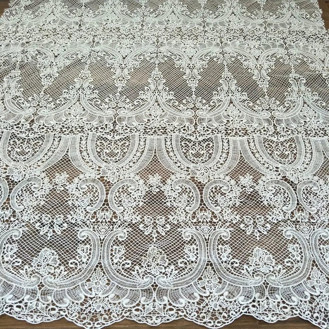 Lisslune | Ivory Wedding Lace Fabric - Premium Chemical Lace for Dresses, Sold by the Meter, 135cm Wide