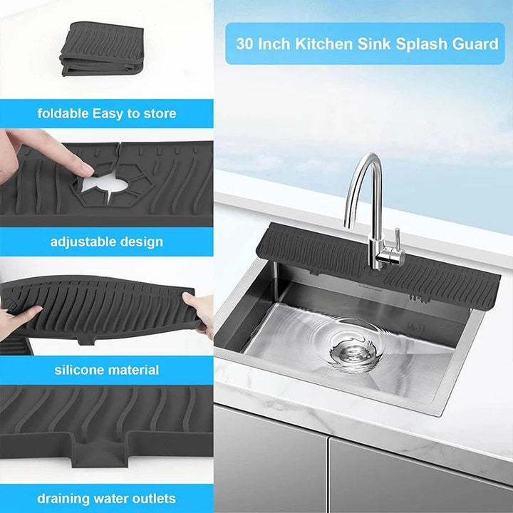Lisslune | Versatile silicone splash mat with drip tray for kitchen and bathroom