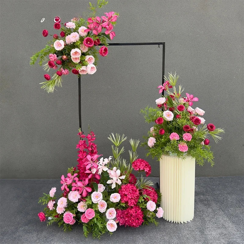 Rynx | Artificial Flowers Wedding Decoration Hanging Flower Row Background Arch Decor Aisle Flower Ball Floral Backdrop Arrangement
