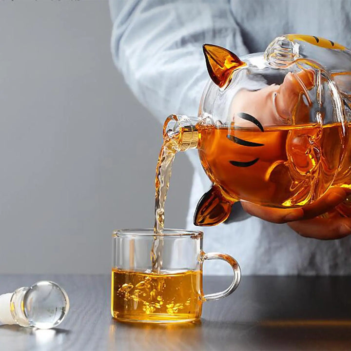 Lisslune | Cat Shaped Glass Decanter Glass Holder with Stopper Bottle Drinkware Dispenser Carafe 1000ml for Dining Party Decoration Gift