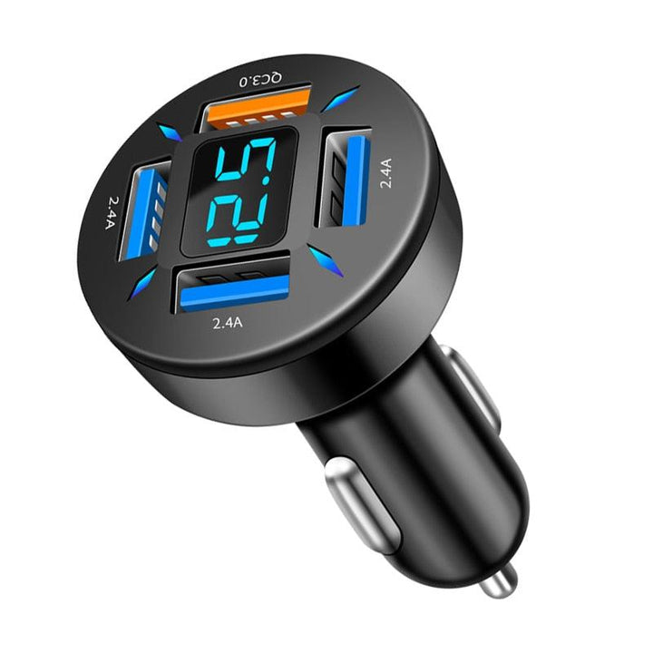 Lisslune | Smart Multi-Port Car Charger with LED Battery Monitoring and Fast Charging Function