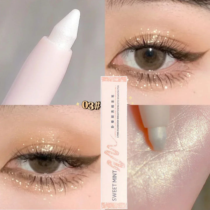 Rynx | 14 Colors White Eyeliner Shiny Glitter Eyeshadow Pencil Eye Liner Pencil Matte Brown Pink Pearl Eyes Makeup Brighten Silk Worm