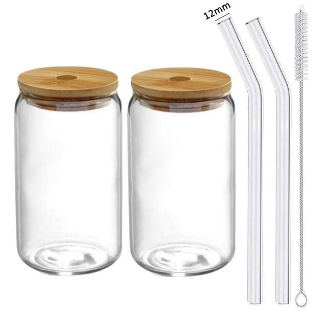Lisslune | Elegant Can-shaped Glass Tumbler Set - 4 Premium Cups for Luxurious Drinking Experiences