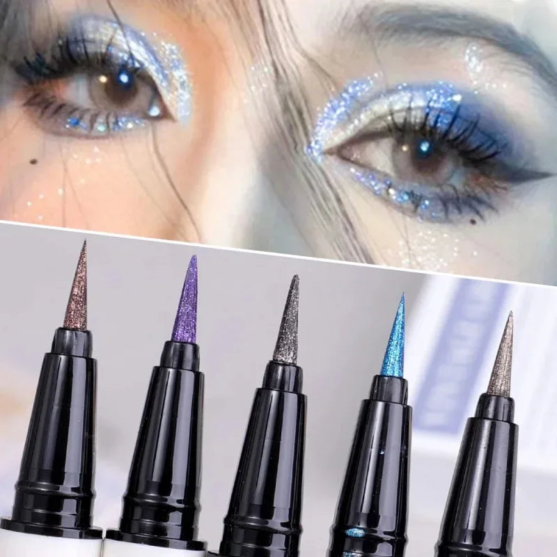 Rynx | Glitter Liquid Eyeliner Pen Waterproof Purple Pink Blue Eye Liner Pen Long-lasting Quick Dry Eye Makeup Cosmetics