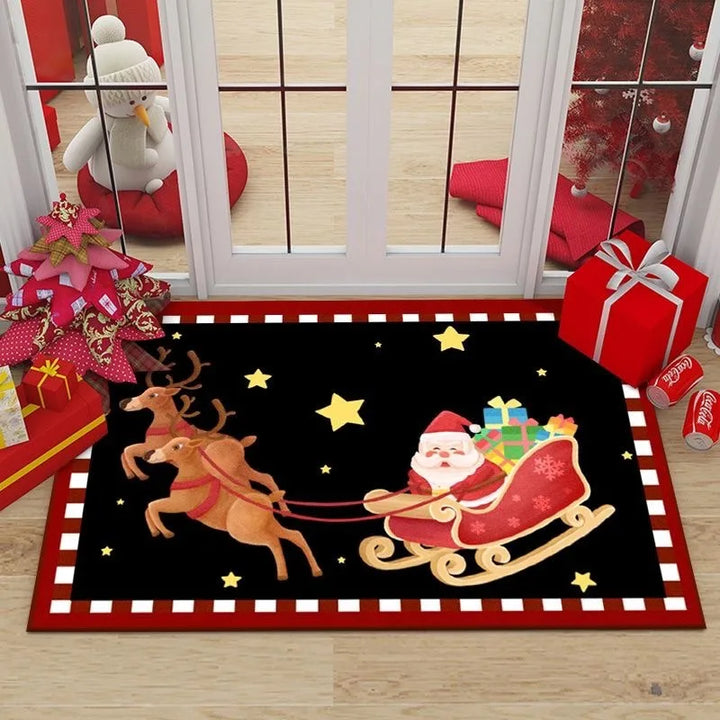 Rynx | Christmas Home Rug Holiday Decoration Doormat Cartoon Sweet Rug Santa Pattern Kids Mat Dirt-Repellent Rug