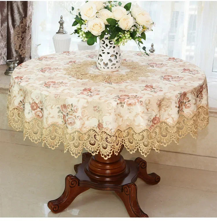 Rynx European Style Round Tablecloth, Elegant Lace Tablecloth, Dining Table Cloth, Kitchen Table Cover, Decorative Towel
