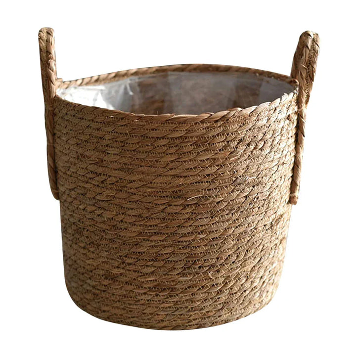 Lisslune | Nordic Extra Large Straw Flower Pot Seaweed Storage Basket Potted Green Plant Flower Basket Hand Woven Floor Indoor Flower Pot