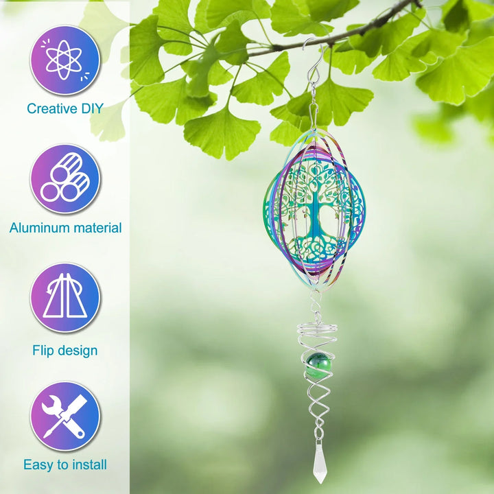 Lisslune | Stainless Steel Spiral Tail Outdoor 3D Wind Spinners
