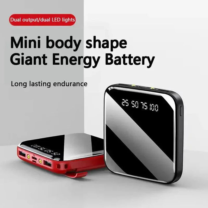 Lisslune | Ultra-Portable 50000mAh Power Bank with LED Mirror Display and Dual USB Ports - Perfect for Charging on the Go