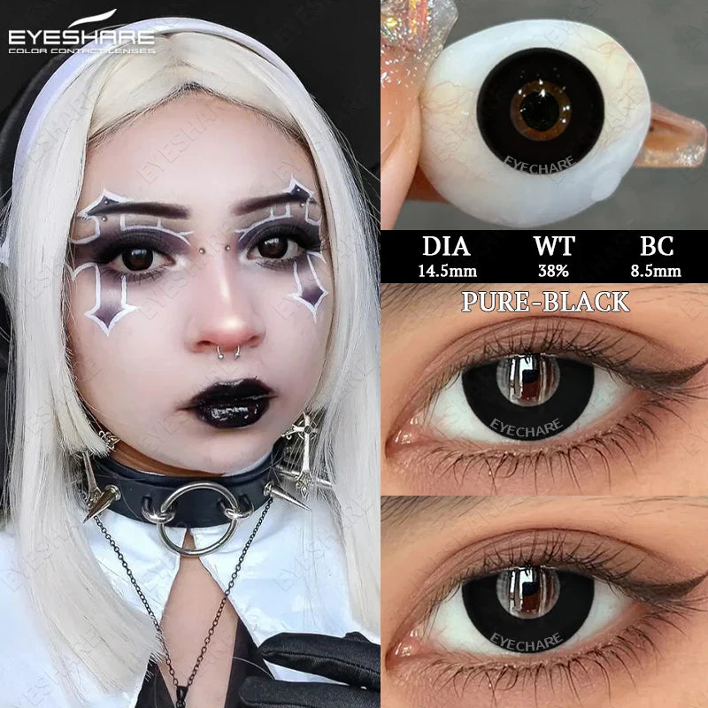 Rynx | 2pcs Halloween White Contact Lenses Anime Color Cosplay Black Lenses Crazy Red Beauty Makeup Lens Multicolor Lens