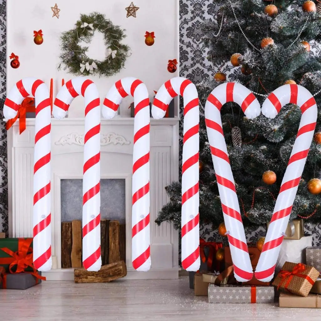 Lisslune | CandyFest Inflatable Christmas Candy Canes – Set of 4 PVC Decorations of 87 cm