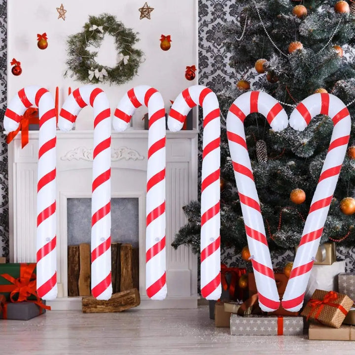 Lisslune | CandyFest Inflatable Christmas Candy Canes – Set of 4 PVC Decorations of 87 cm