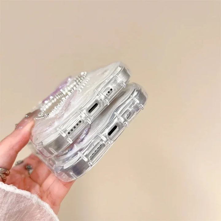 Lisslune | INS 3D Bling Glitter Schmetterling Liebe Herz Makeup Spiegel Handyhülle Für iPhone 13 14 15 16 Pro Max 12 Pro 11 XR XS Silikon Hülle