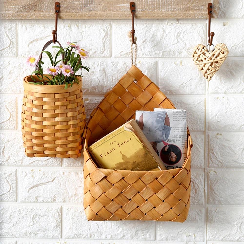 Lisslune | Woven Bamboo Wall Baskets for Elegant Plant and Flower Arrangements