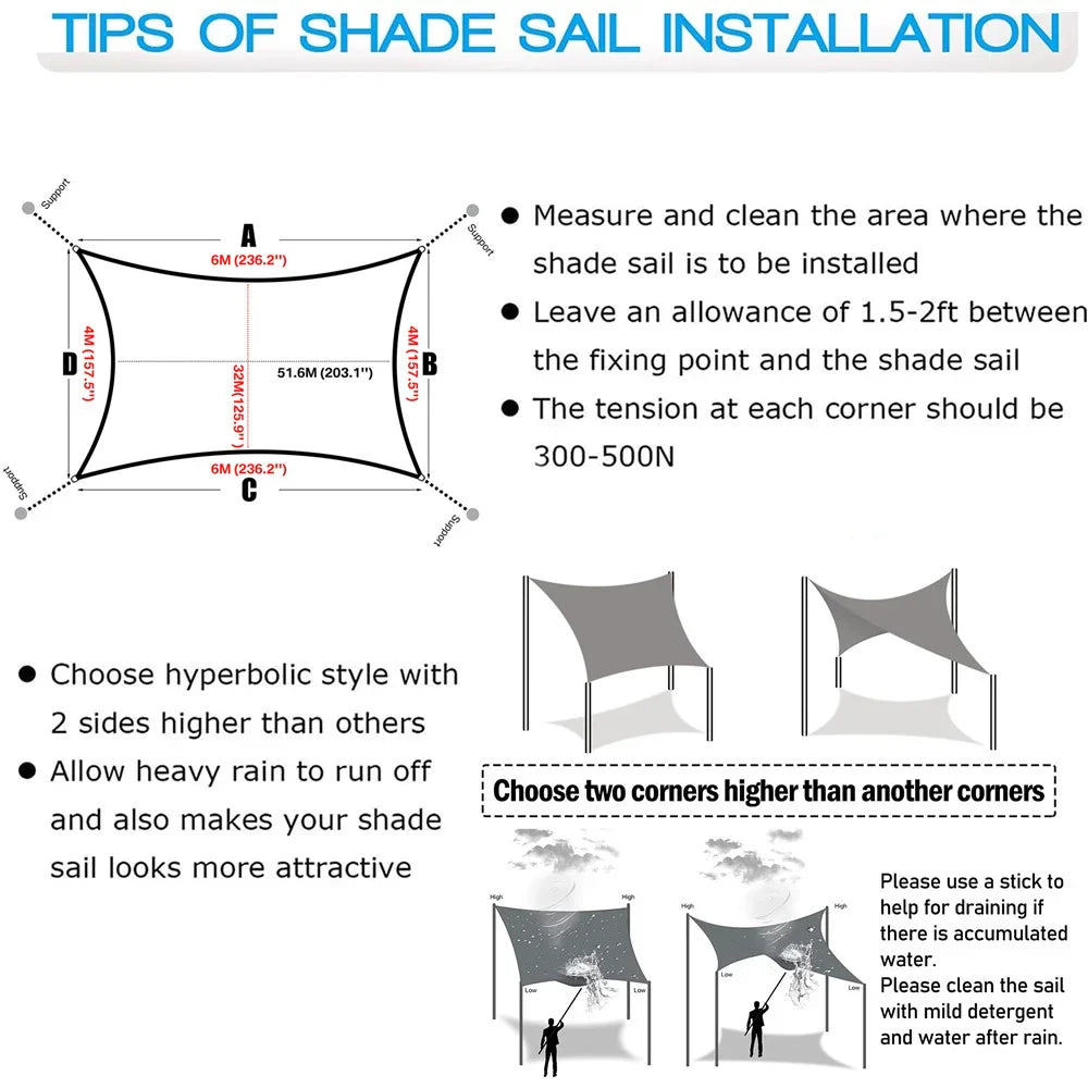 Lisslune | Waterproof Rectangular Sun Shade Sail with UV Protection & Mounting Kits – ShadeGuard