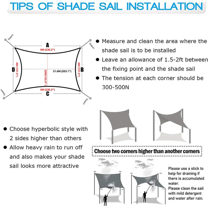 Lisslune | Waterproof Rectangular Sun Shade Sail with UV Protection & Mounting Kits – ShadeGuard