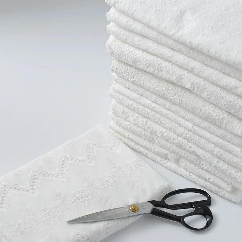 Lisslune | Elegant 100% Cotton White Lace Material