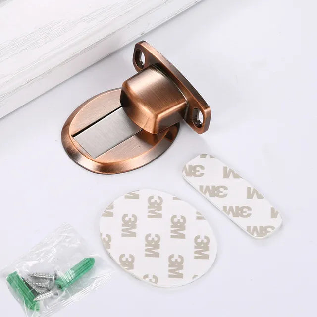 Lisslune | Self-adhesive invisible magnetic door stop made of stainless steel (no drilling)