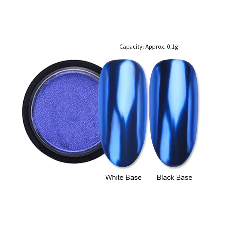 Rynx | Aurora Pearl White Nails Glitter Dust Chrome Gradient Rubbing on Powder Mirror Reflective Magnetic Pigment Nail Art Decorations