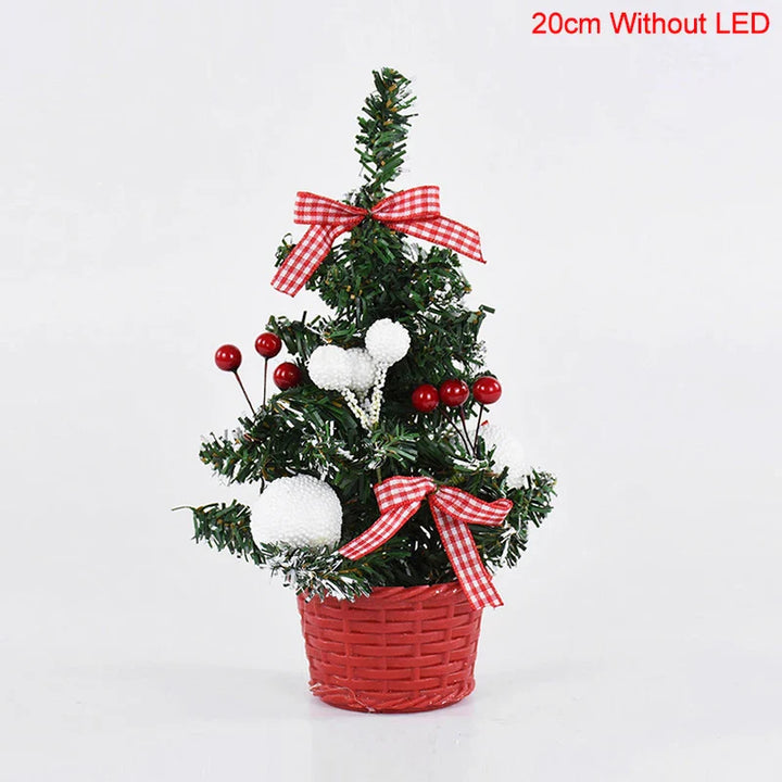Rynx 20/30cm Artificial Christmas Tree Table Ornament with LED Light Balls Christmas Decoration for Home New Year Gift Mini