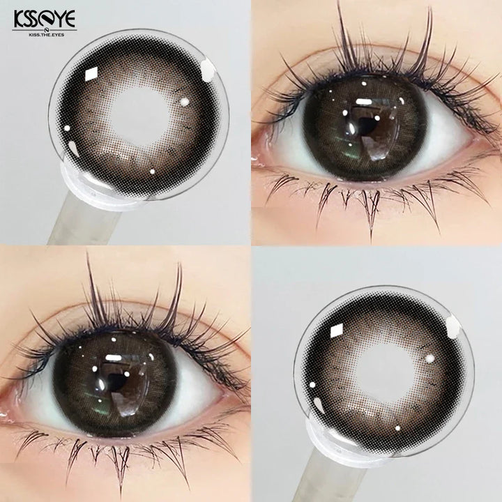 Lisslune | 2 Piece Set Colored Contact Lenses for Eyes Brown Colorful Lenses Natural Round Lens with Diopters Beautiful Pupil