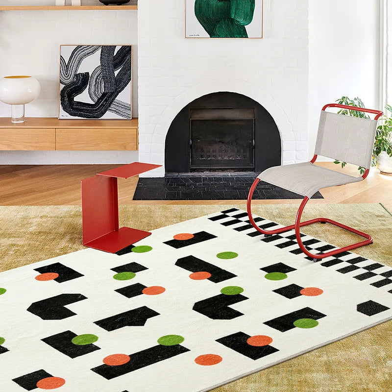 Rynx | Minimalist Living Room Large Rugs Nordic Modern Bedroom Carpet Black White Fluffy Hallway Runner Non-Slip Rugs IG