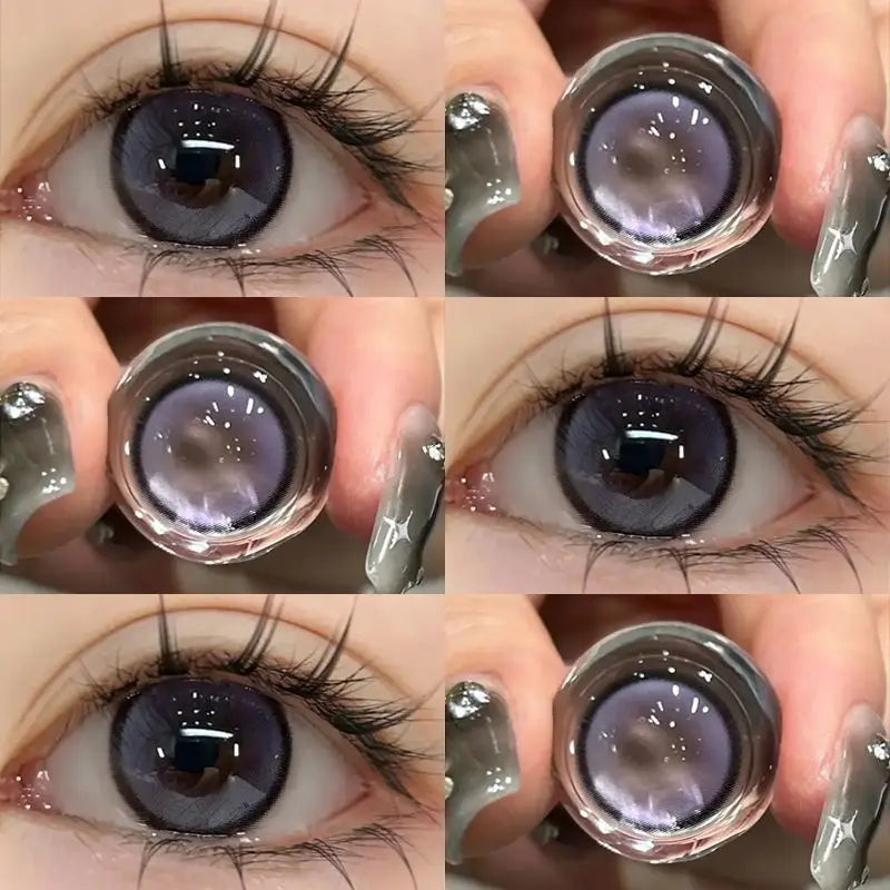 Lisslune | 1Pair Neue Myopie-Linsen Farbige Kontaktlinsen mit 0-800 Dioptrien Natürliche Linsen Pinke Augenlinsen Farb Kosmetisch Koreanisch