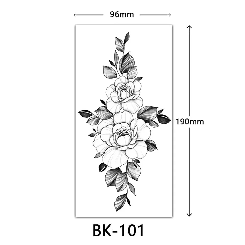 Rynx | 1PCS Sketch Flower Tattoo Sticker Black Datura Arm Legs Tattoo Temporary Waterproof Durable Sexy Tattoo Stickers For Women Body