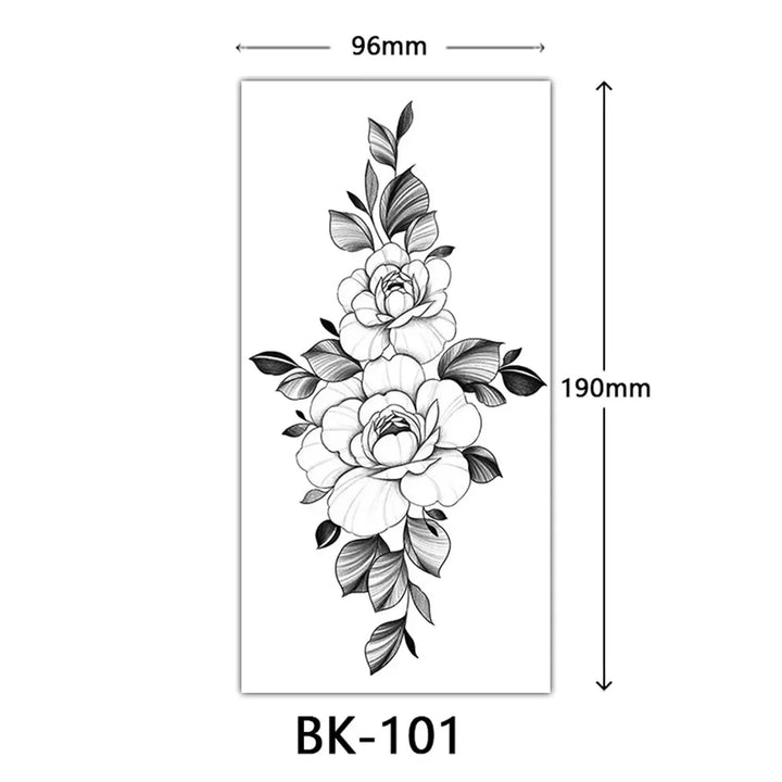 Rynx | 1PCS Sketch Flower Tattoo Sticker Black Datura Arm Legs Tattoo Temporary Waterproof Durable Sexy Tattoo Stickers For Women Body