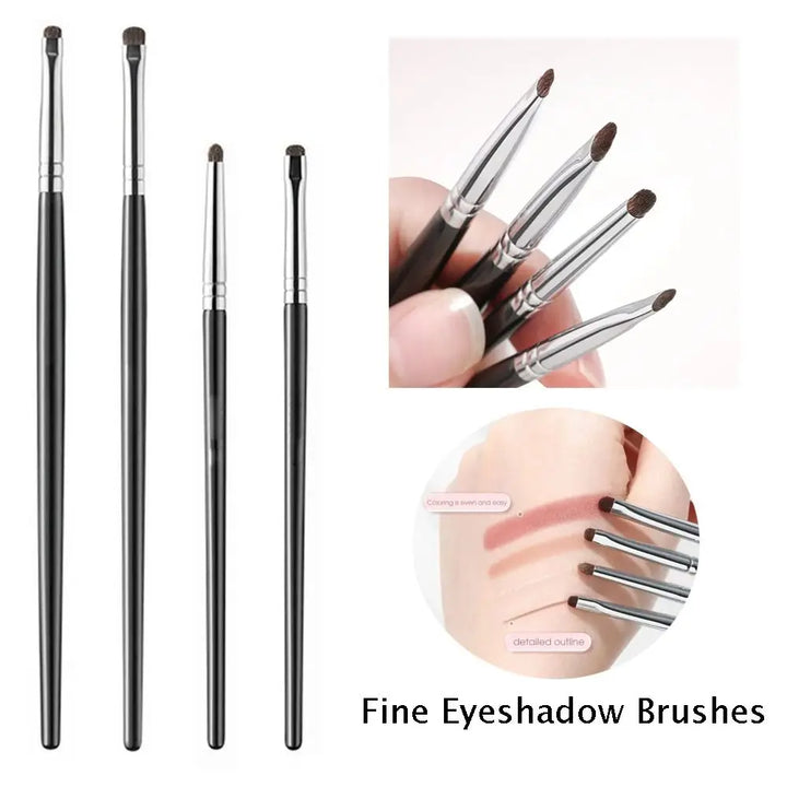 Rynx | 4Pcs Fine Eyeshadow Brushes Soft Smudge Eyeliner Smudge Makeup Brushes Eyelid Highlighter Lying Silk Moth Makeup Brush Tools