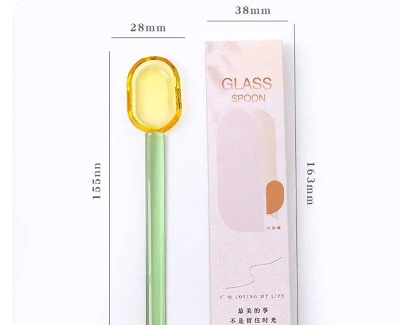 Rynx | Stained Glass Spoon Dessert Ice Milk Long Handle Spoon Coffee Soup Stirring Spoon High Borosilicate Heat and Cold Resistance