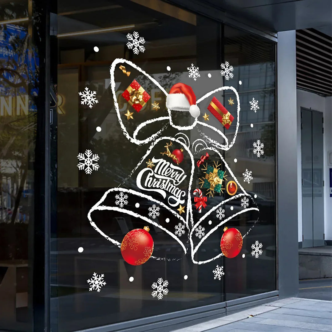 Lisslune | WinterBell Christmas Window Stickers – Reusable PVC Window Decoration with Festive Bell Design