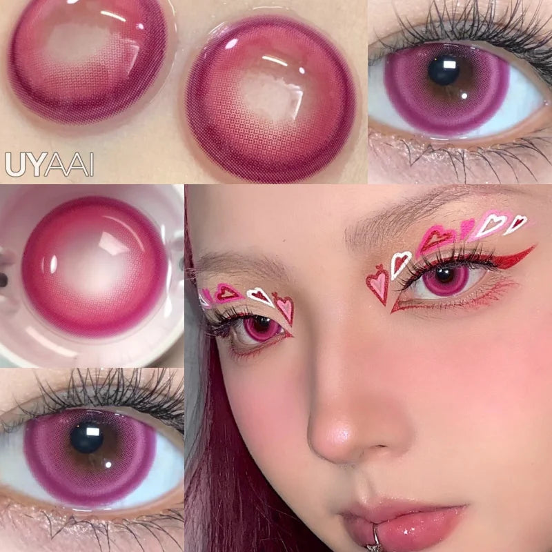 Rynx | 1 Pair Korean Color Contacts for Eyes Cosplay Lenses Large Eye Makeup Pink Lens