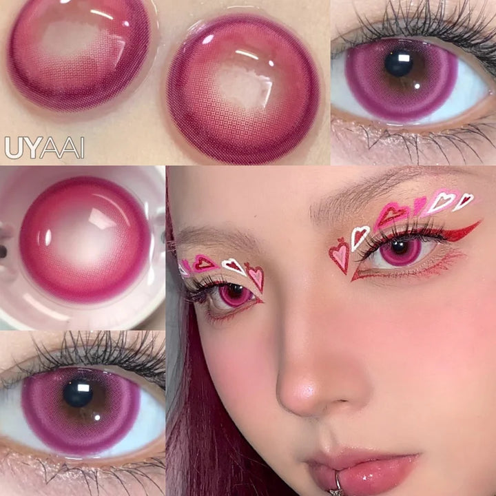 Rynx | 1 Pair Korean Color Contacts for Eyes Cosplay Lenses Large Eye Makeup Pink Lens