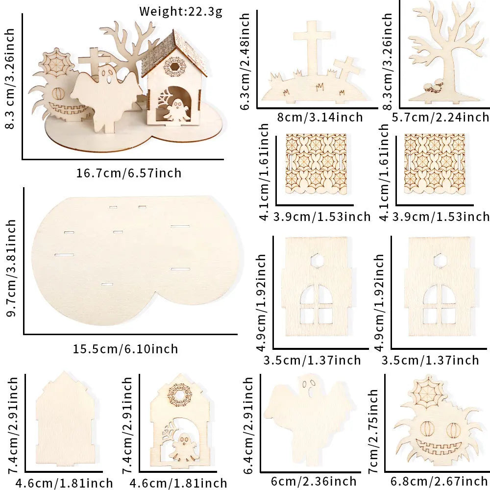 Rynx | Halloween Decoration, Wood Puzzle Ornaments, Halloween Home Decor, Castle Haunted House DIY Table Decoration