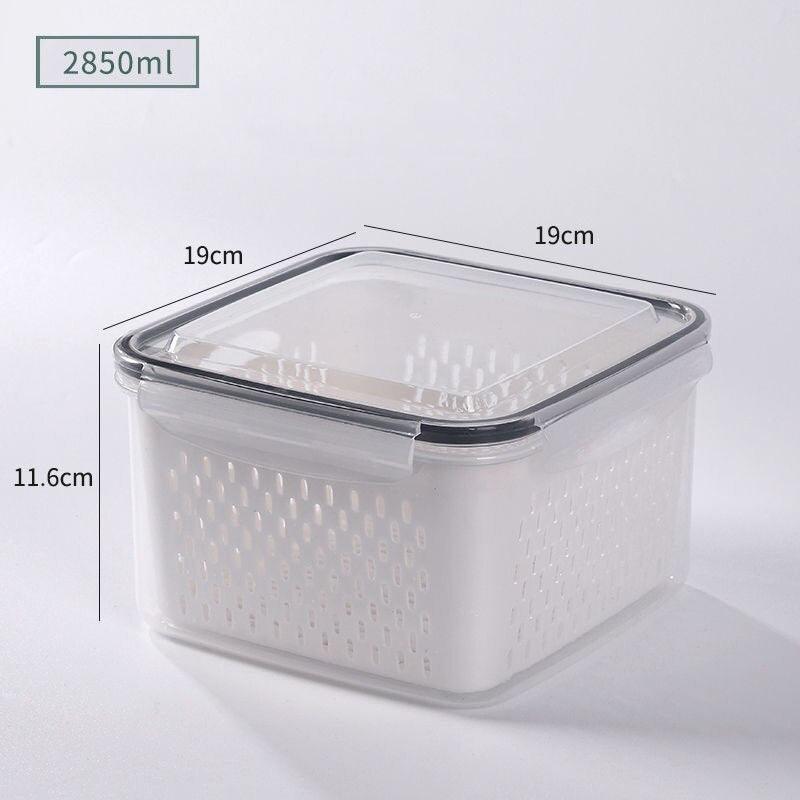Lisslune | Refrigerator Storage Container with Draining Tray and Clear Lid for Organized Fruits and Vegetables