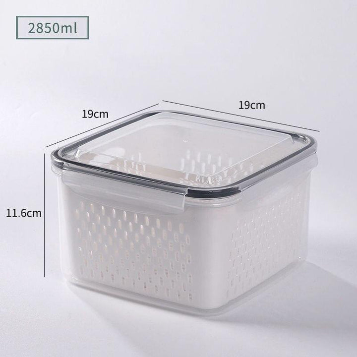 Lisslune | Refrigerator Storage Container with Draining Tray and Clear Lid for Organized Fruits and Vegetables