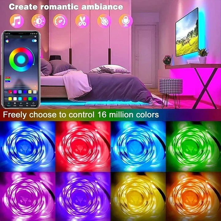 Lisslune | RGB 5050 LED Strip Light with Remote Control & App Control - USB-powered