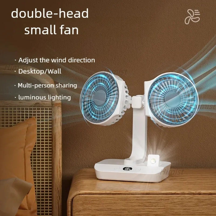 Lisslune | Lightweight Double Blades Rechargeable Travel Camp Cooler Fan