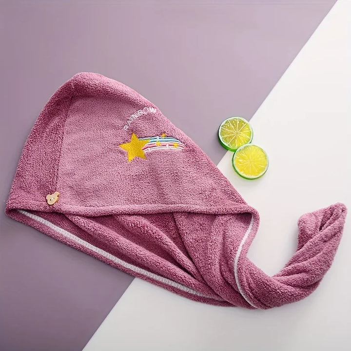Rynx | Fruit Embroidery Hair Towel Soft Hair Drying Towel Super Absorbent Hair Towel For the Bathroom Quick Drying Hair Towel