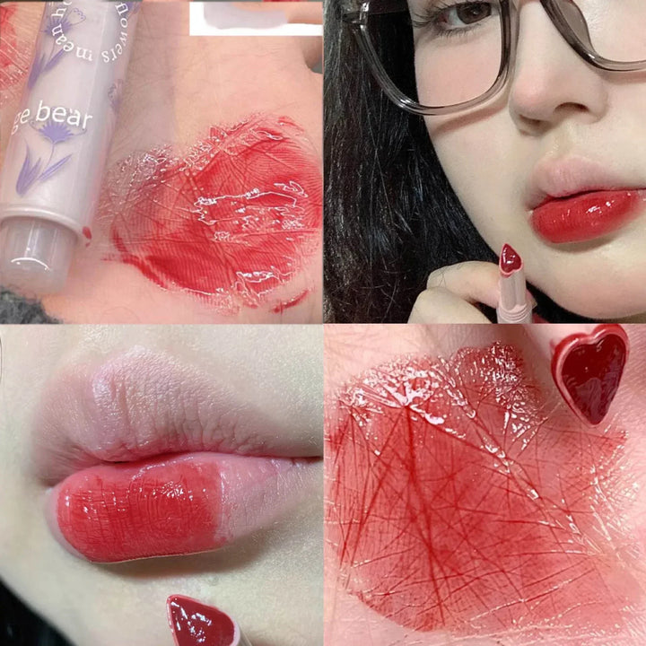 Rynx | Water-light Lip Glaze Mirror Glitter Lip Color Long-lasting Moisturizing Love Heart Shape Solid Lipstick Pencil Lip Makeup Cosmetics
