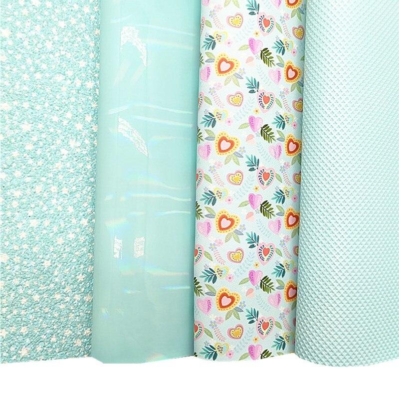 Lisslune | Iridescent synthetic leather crafting sheet with sparkling star and heart design - 21x29CM