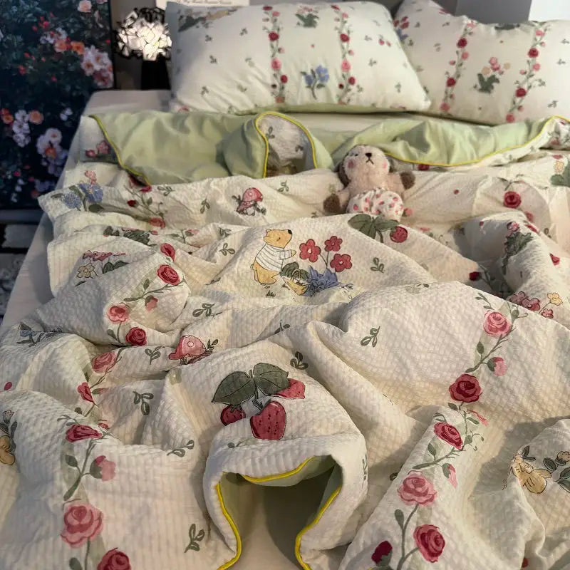 Rynx | Summer Blanket Cool Quilt Sweet Flower Blowing Cotton Summer Quilt Sleeping Naked Air Conditioning Quilt Lightweight Washable