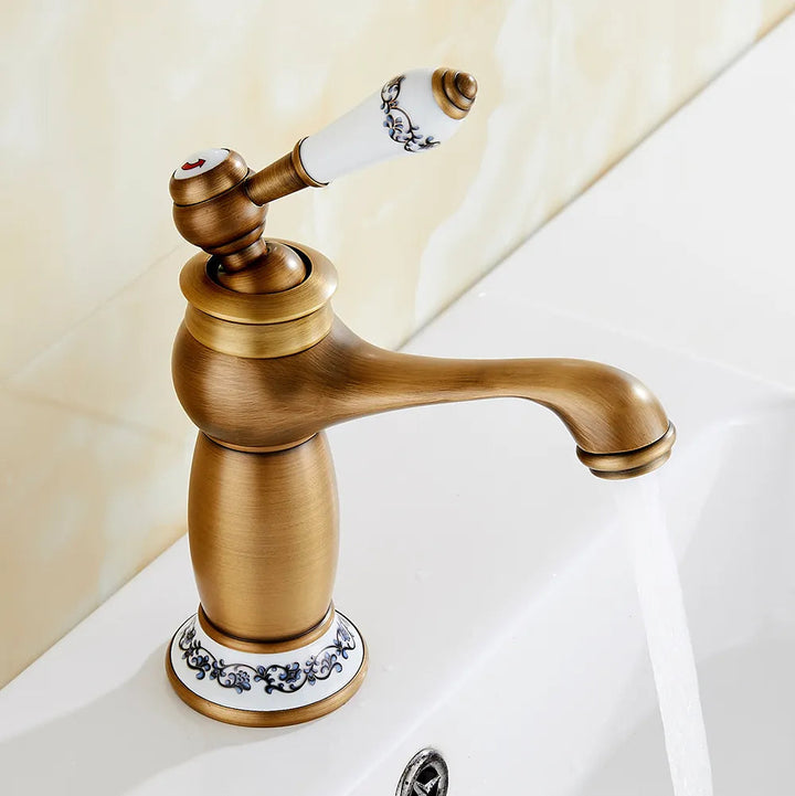 Lisslune | HeritageFlow – Vintage Bronze Faucet with Porcelain Handle