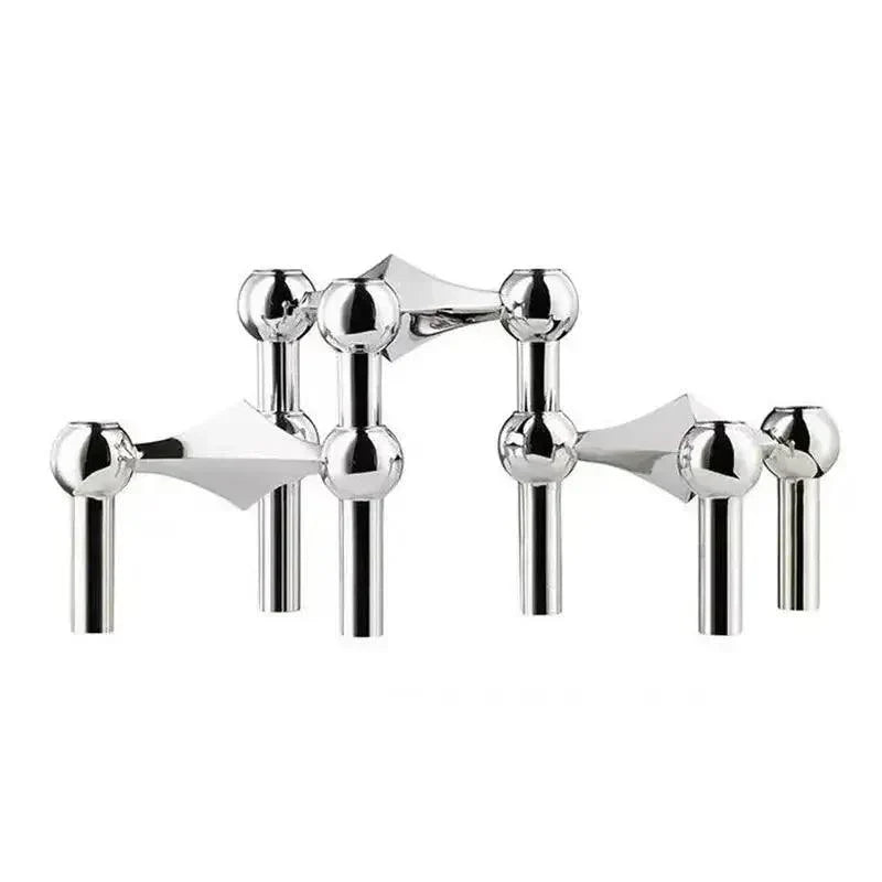 Lisslune | Modern Molecular Metal Candle Holder – Nordic-Style Silver Candle Stand for Elegant Home Decor
