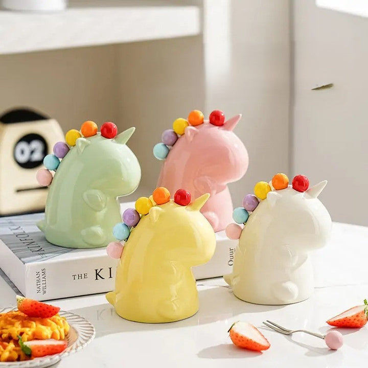 Lisslune | Ceramic Unicorn Stainless Steel Fruit Fork Set