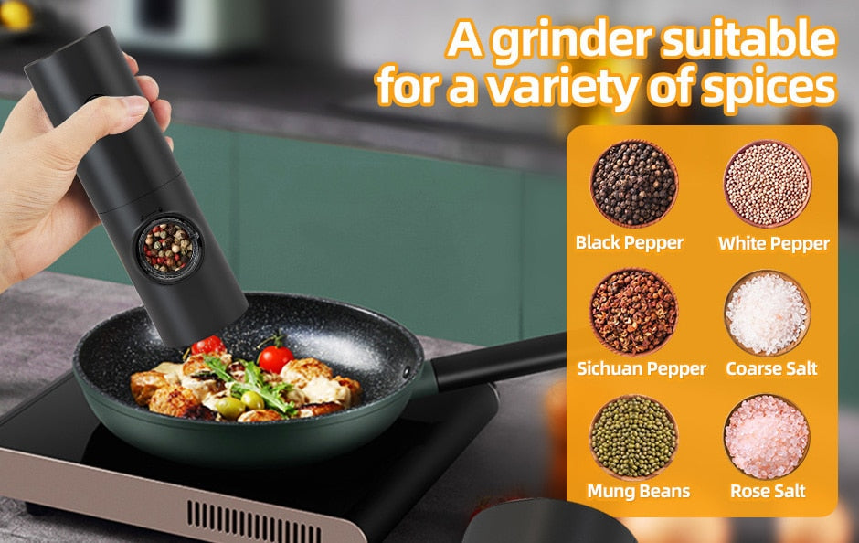 Lisslune | Electric automatic pepper and salt mill with LED light and adjustable grind - Perfect for the kitchen or the restaurant