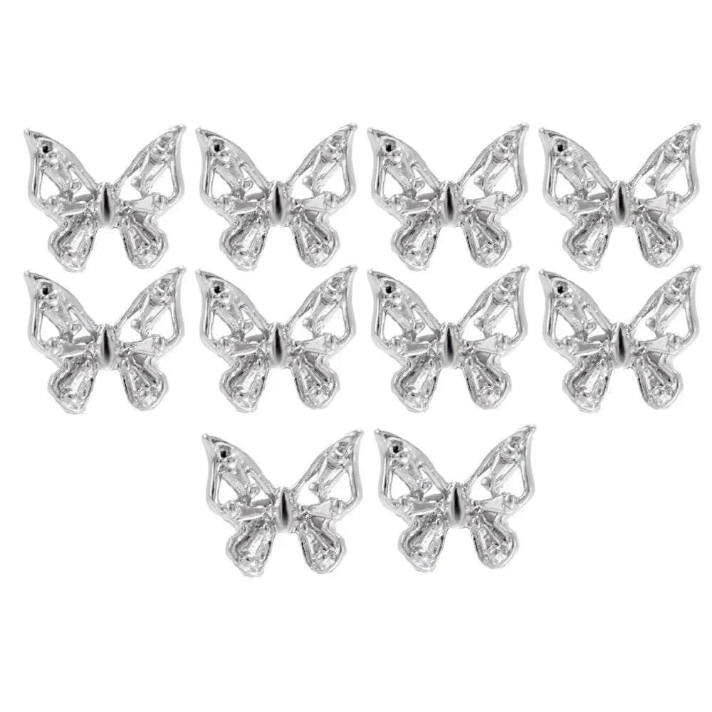 Rynx | 10 Pieces Alloy Snake Butterfly Nail Charms Design 3D Metal Nail Art Rhinestone Decorations Jewelry Gemstone Manicure Design Accessories